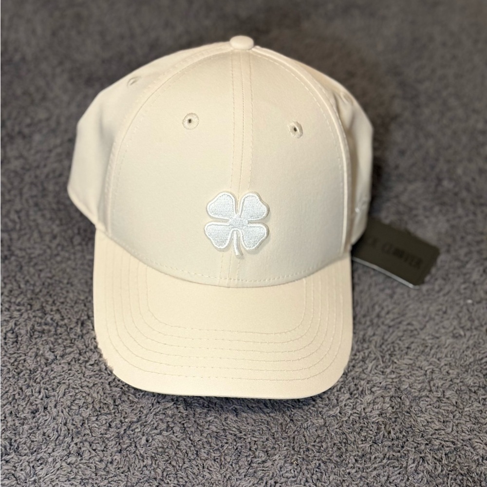 Black Clover Off-white Baseball Cap with Clover Embroidery